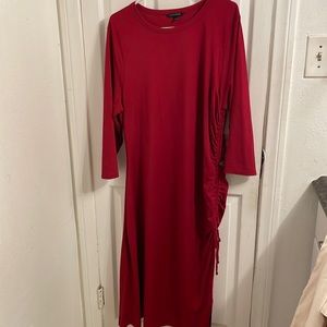 Size XL. Red. Gathered at the left side.